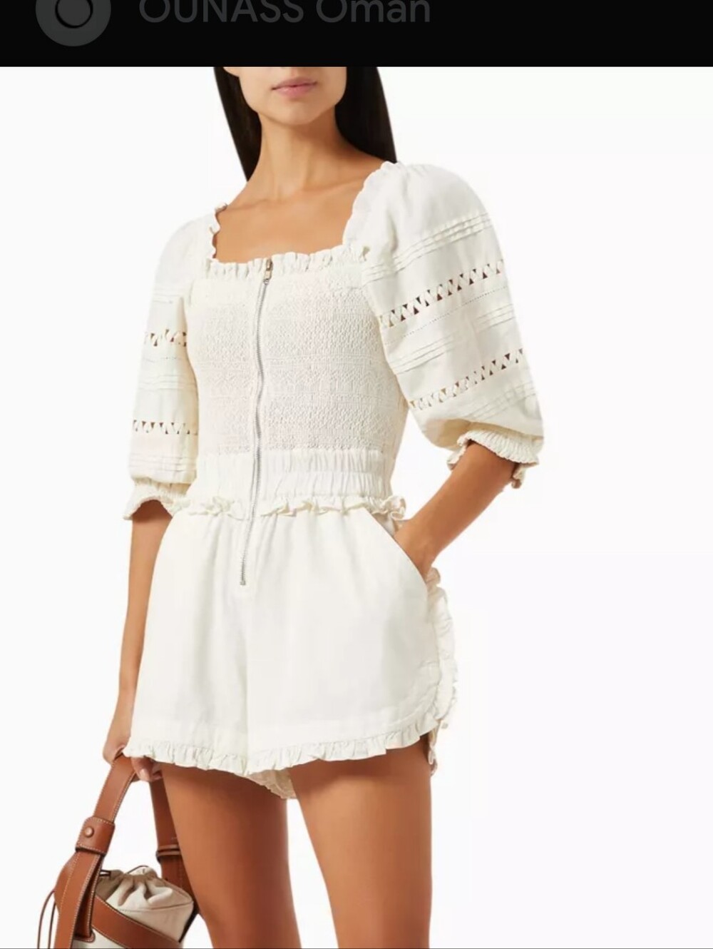 Sea New York Willa Smocked Romper Cotton Ruffles Size 0 Resortwear